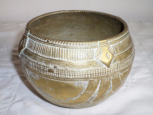 Antiguo Bowl Africano Tribal Tecnica Correa Ashanti Akan 1