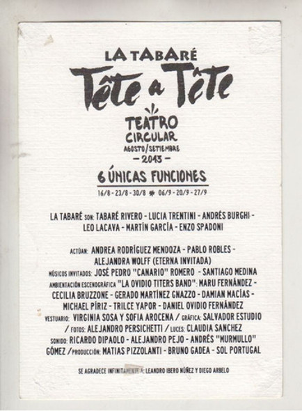 2013 Rock Flyer De La Tabare Conciertos En Teatro Circular 1