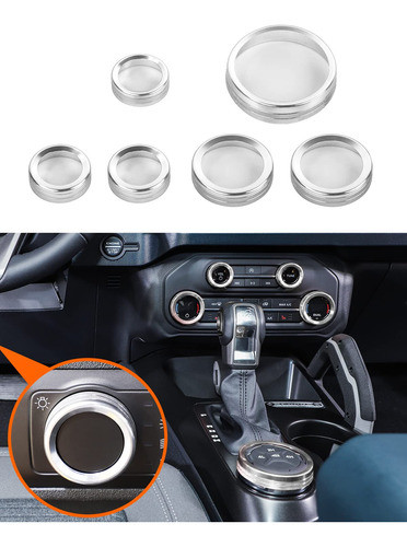 6pcs. Perillas De Tablero Para Ford Bronco 2021-24_plateado 1