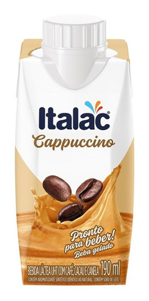 Bebida Láctea Cappuccino Italac 190ml - Kit Com 9 0