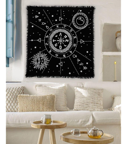 Mantel De Altar Media Luna Pentagrama Brujería Alter Tarot M 1