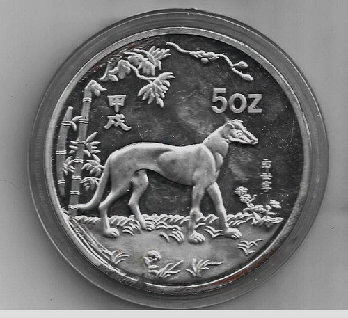 Fk Medalla China Perro 150 Gr Bañada En Plata 70 M M. 0