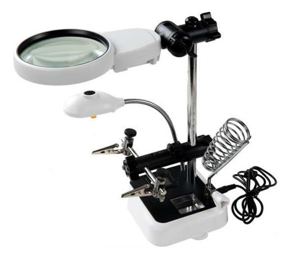 Lupa Brazo Articulado Pinzas Y Soporte 11,5x Luz Led Galileo 0