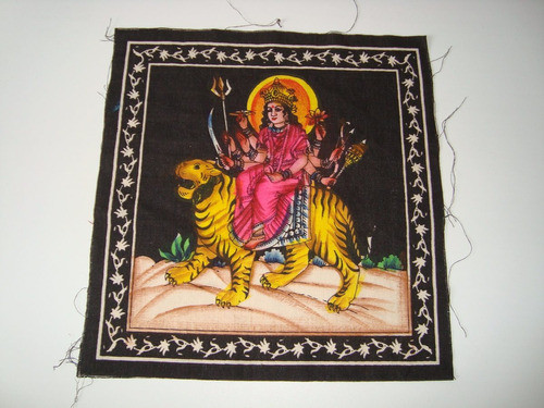 Panô Estampado Tecido Indiano Divindade Hindu Durga Pp 1