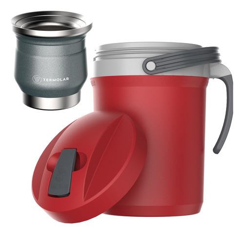 Kit Terere Cuia Tupi Chumbo + Jarra Fliptop Vermelha 2,5l 0