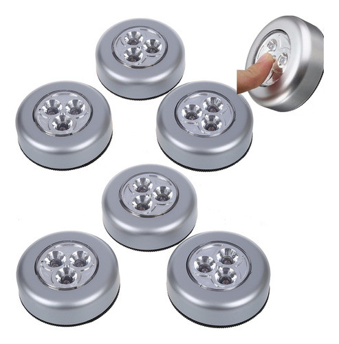 6 Lampara Luz Autoadhesiva Led Tactil Placard Portatil Emerg 0