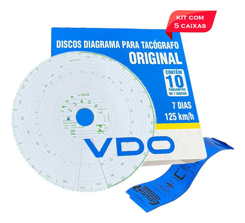 5 Caixas Disco Diagrama Tacógrafo Semanal 125km 7d  Vdo 0