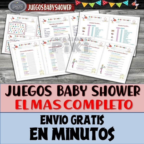 Kit Juegos Baby Shower Pdf + Loteria + Regalo + Full 1