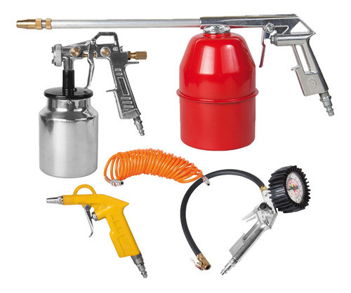 Kit 5 Pzs Compresor Pistola Pintura Succión Sincrolamp - Rex 0