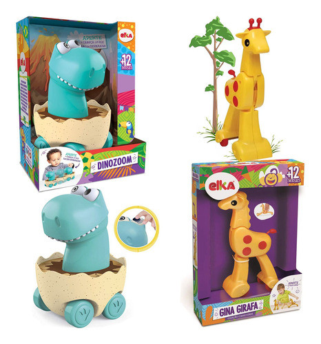 Brinquedo Bebe Dinozoom Familia Dino Papa Tudo E Gina Girafa 0