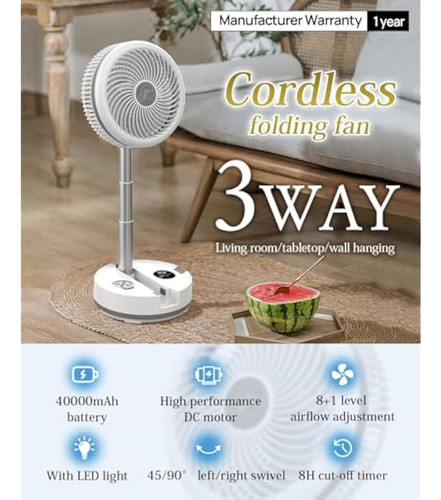Ventilador Portátil De 10 Pulgadas, Funciona Con 1