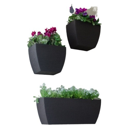 Maceta De Pared Moderna Color Grafito 25x15x20 Cm Jvpm25c 0