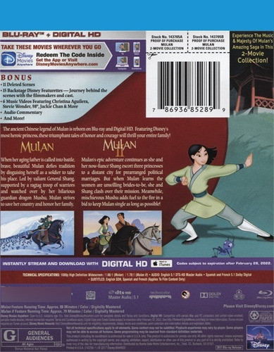 Blu-ray Mulan 1 & 2 / Incluye 2 Films 1