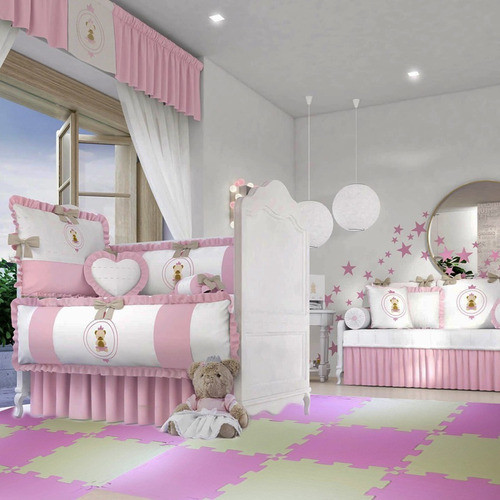 Kit 20 Tapete Ou Tatame Eva Bebe 50x50x1 Cm Cores Pasteis Rosa E Creme 1