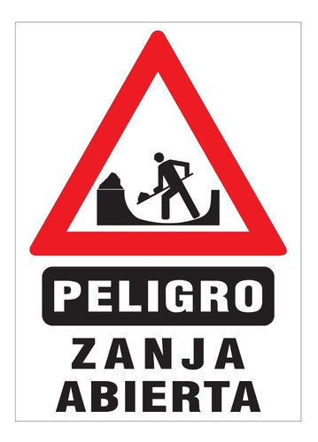 Cartel Peligro Zanja Abierta 50x70 Corrugado Plástico 0