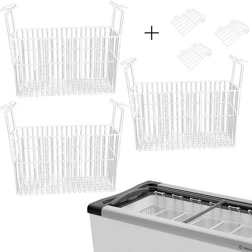 Kit 3 Cesto Com Separador De Frutas Picolé Freezer Metalfrio 1