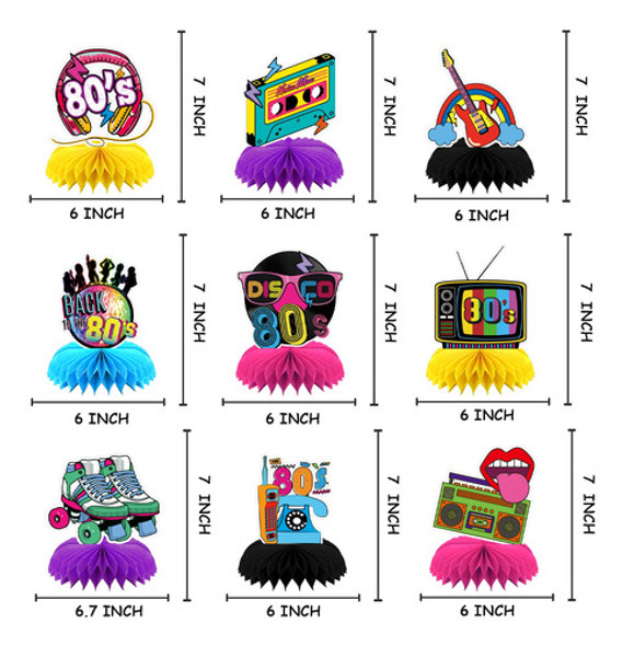 9 Peças De Decorações Dos Anos 80 Para Decorações De Festas 1 9 Peças De Decorações Dos Anos 80 Para Decorações De Festas 1