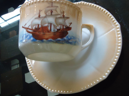 Jogo De Xicara De Chá De Porcelana De Portugal Antigo 0