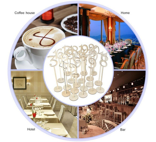 40pcs 1-40 Números De Mesa De Madera Con Soporte Para Boda F 1