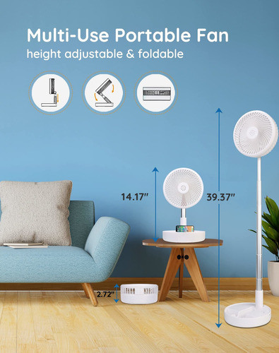 Primevolve Ventilador De Piso Usb Recargable Portátil De 7. 1