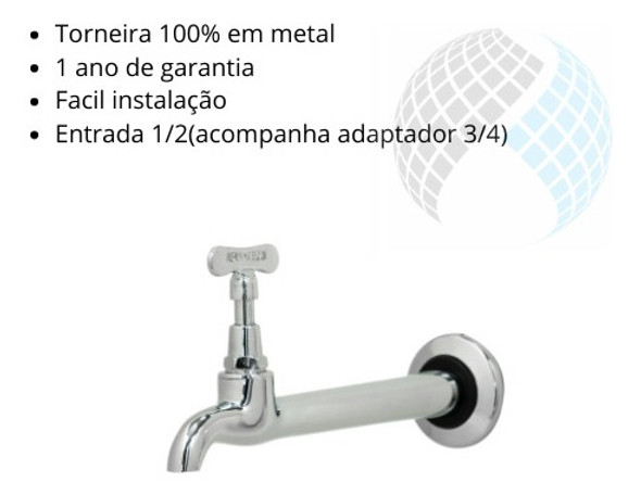 Torneira Para Pia Tanque 100% Metal 18cm Com Bico Liso 1 Torneira Para Pia Tanque 100% Metal 18cm Com Bico Liso 1
