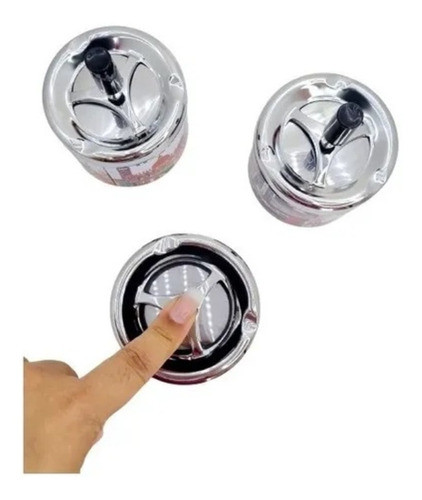 3 Cinzeiro De Inox C/tampa E Reservatório Giratório Grande 7 1