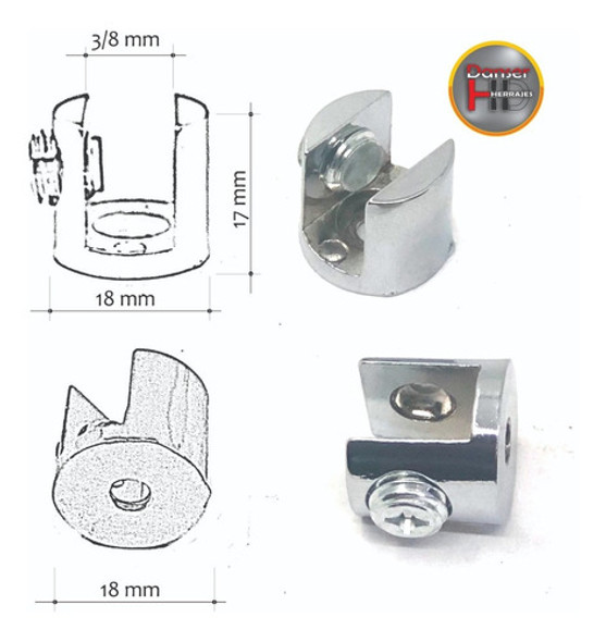 Soporte Para Estante Vidrio De 3 A 8mm Cromado X 50 Unid 1