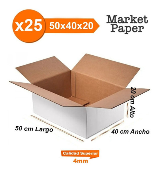 Caja Carton Embalaje Blanca 50x40x20 Reforzada 25 Unidades 1