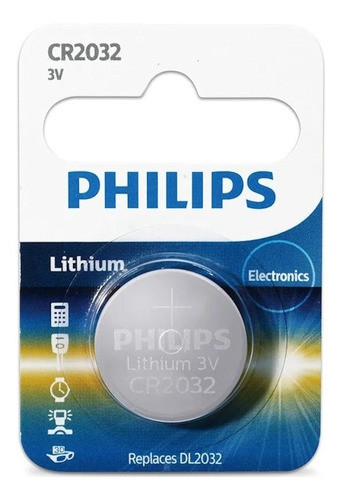 Pila Bateria Cr2032 Philips Litio Lithium Reloj 3v Pack X2 ® 0
