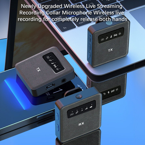 Microfones Transmissor Collar Clip-on Show Clip Vlog Live 1