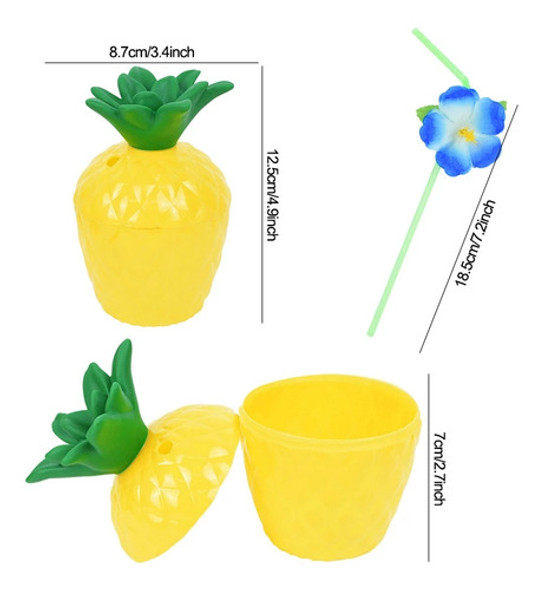 Copos Festa Havaiana E Abacaxi, 12 Unidades, Lu 1
