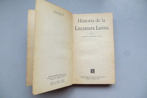 Historia De La Literatura Latina A Millares Carlo Fce 1953 1