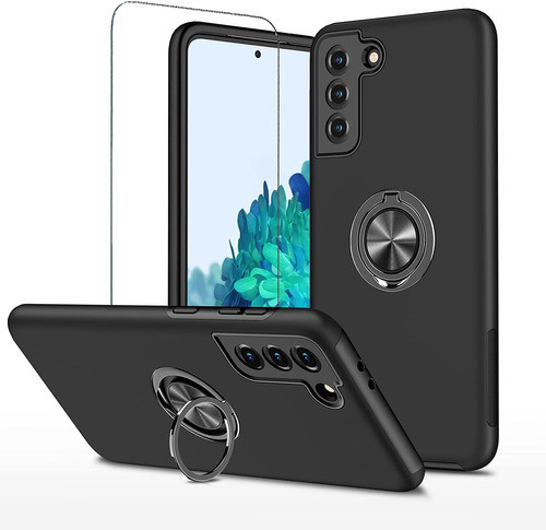 Funda Para Samsung Galaxy S21 Plus, Silicona/negra/anillo 0