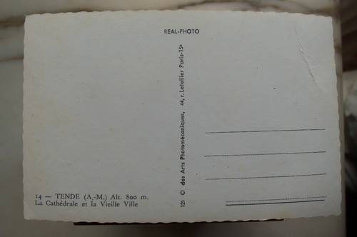 Postal Catedral De Tende En Francia -postal 1940 Aprox 1