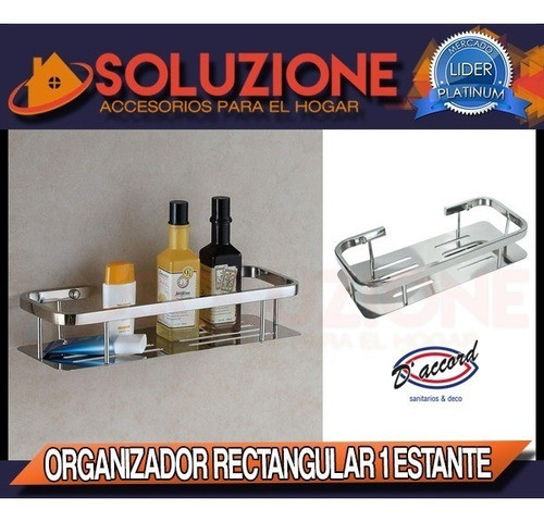 Organizador Rectangular 1 Estante Acero Inoxidable Baño Deco 1