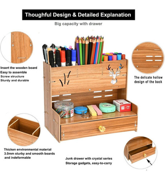 Organizador De Escritorio De Madera 23x25 Cm (b14-cherry) 1