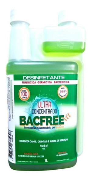 Desinfetante Bactericida Concentrado Caes Casa Bacfreevet 1l 0