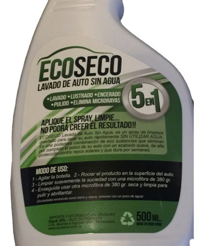 Spray Lavado En Seco Sin Agua Del Coche Rinde.x5 Autos 0