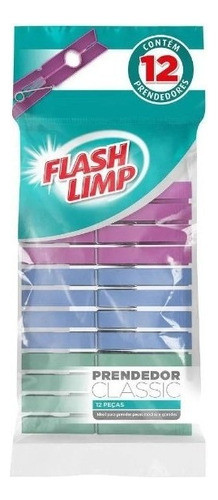 Kit 3 Prendedor De Roupa Plastico C/12 Flash Limp Atacado 1