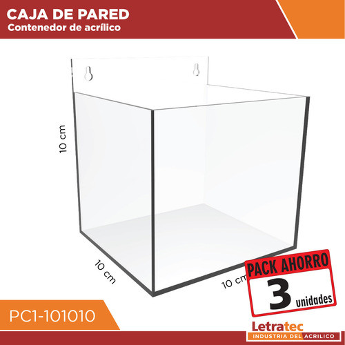 Caja Organizador Pared Acrilico Oficina Pc1-101010-3 Pack/3 1