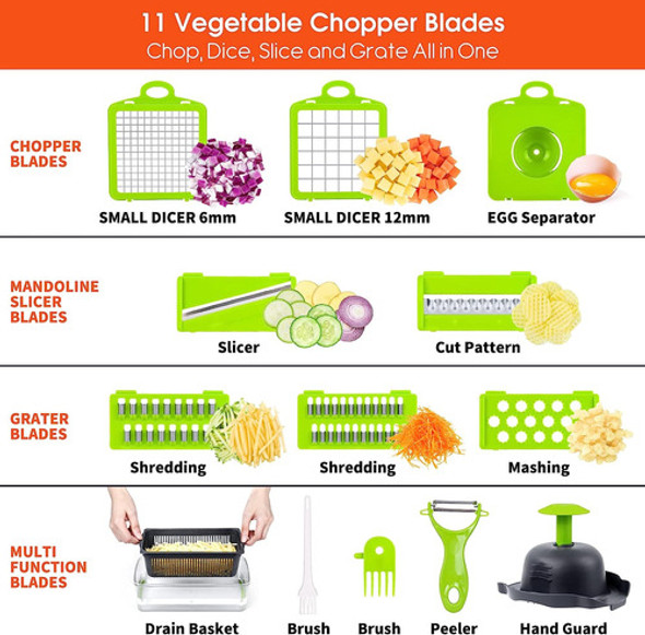 Picadora Verduras Multifunción 14 En 1 8 Cuchillas Gris 1