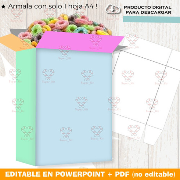 Kit Imprimible Molde Caja Cerealera Editable 1