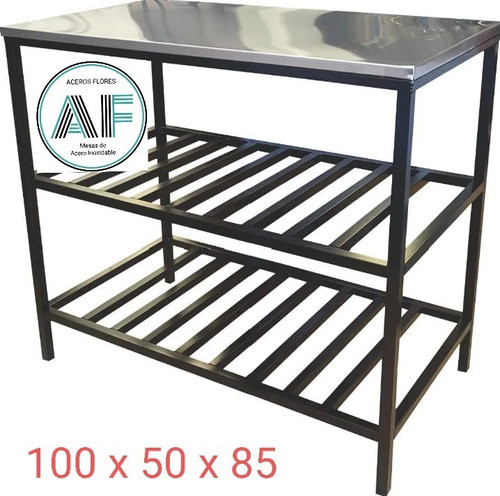 Mesa De Acero Inoxidable 100x50x85 Doble Estante 0