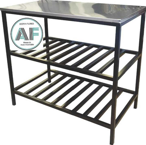 Mesa De Acero Inoxidable 100x50x85 Doble Estante 1