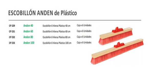 Escobillon Anden De Plástico 60 Cm S/cabo Calabro 1