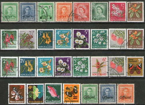 Nueva Zelanda 31 Sellos Fauna, Flora, Pez, Mariposa 1938-71 0