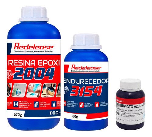 Resina Epoxi Transparente + Pigmento Azul 0