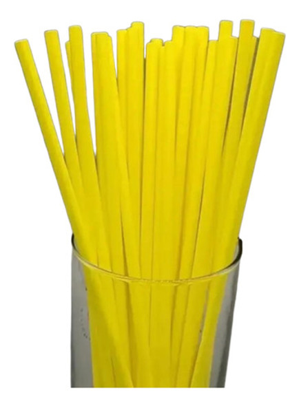 Kit Canudos De Papel Liso Amarelo - 20 Un 0