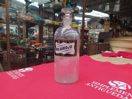 Antiguo Frasco De Farmacia Con Tapa Esmerilada Ref. 410 0