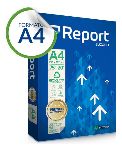 2 Resmas - Papel Reciclado A4 75g Report Suzano 1